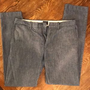 J Crew 484 Stretch Slim Chambray Pants